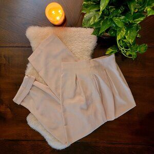 Cream high-waisted wide-leg trousers